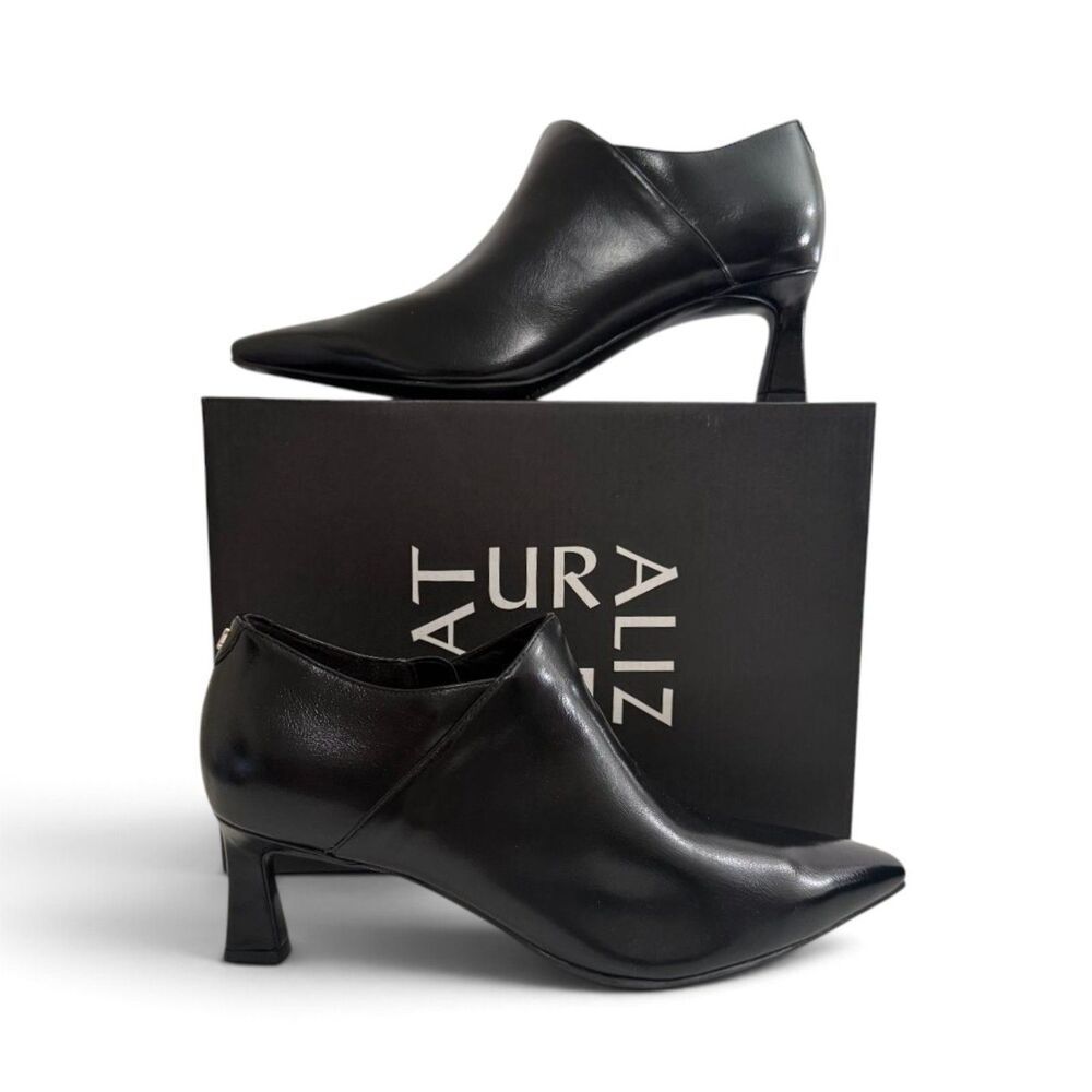 NATURALIZER Trista Mid-Heel Black Dress Booties 11 Wide Width